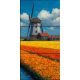Windmill and tulip fields in Dutch countryside – mosaic-style ceramic tile mural